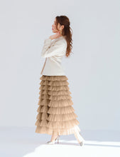 画像をギャラリービューアに読み込む, Tiered long tulle skirt -beige- 【select item】
