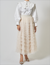 画像をギャラリービューアに読み込む, Tiered long tulle skirt -white-
