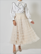画像をギャラリービューアに読み込む, Tiered long tulle skirt -white-

