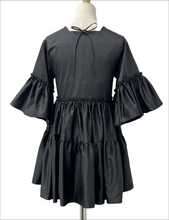 画像をギャラリービューアに読み込む, tiered frill tunic mini dress -black-
